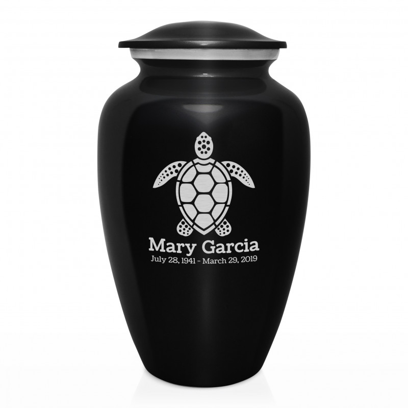 Sea Turtle Cremation Urn - Jet Black