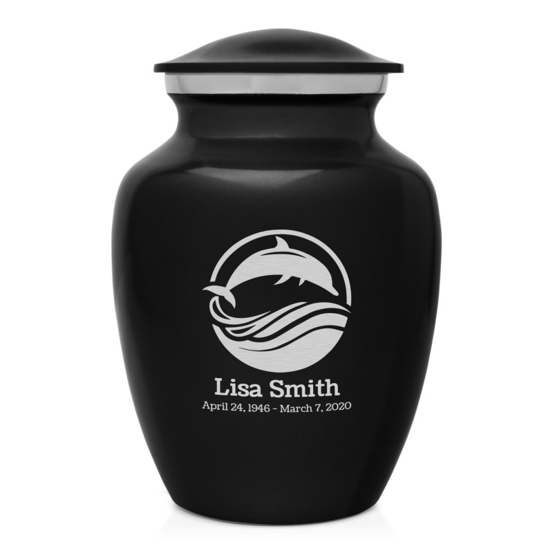 Dolphin Sharing Urn - Jet Black