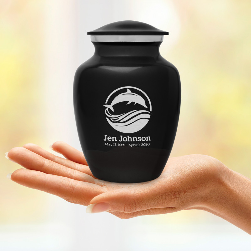 Dolphin Sharing Urn - Jet Black