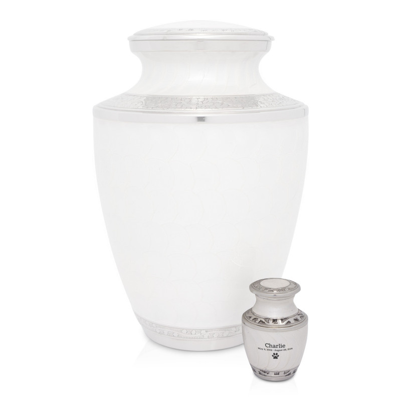 Shown next to matching Individual Cremation Urn for scale.