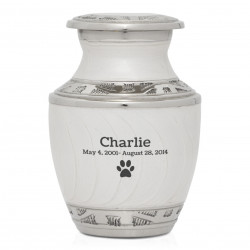 Paw Print Pet Keepsake Urn - Radiant White