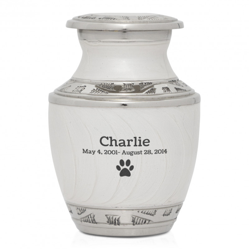 Paw Print Pet Keepsake Urn - Radiant White