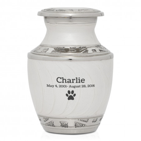 Paw Print Pet Keepsake Urn - Radiant White