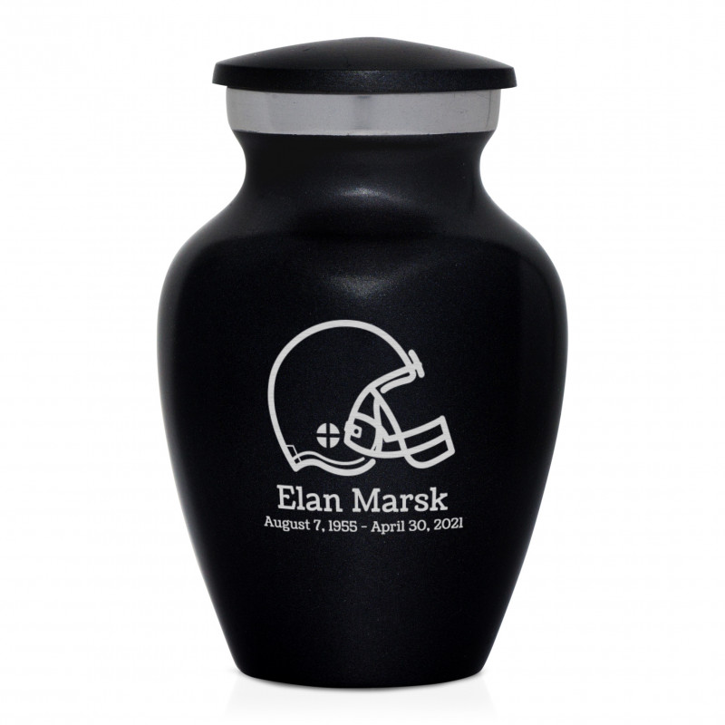Football Helmet Keepsake Urn - Jet Black