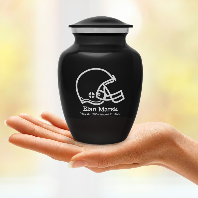 Football Helmet Sharing Urn - Jet Black