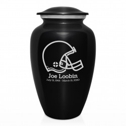 Football Helmet Cremation Urn - Jet Black
