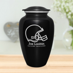 Football Helmet Cremation Urn - Jet Black
