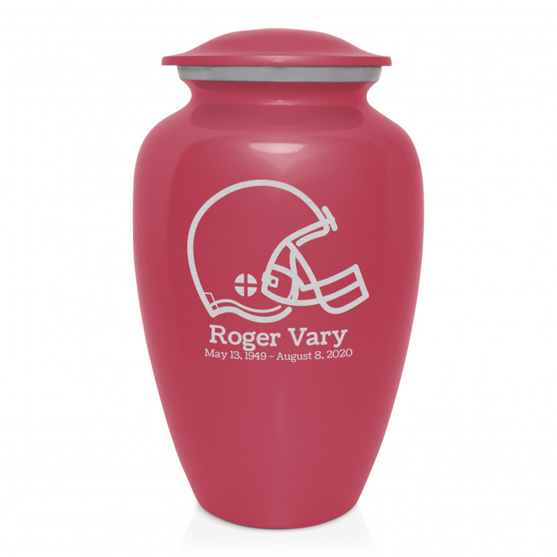 Football Helmet Cremation Urn - Rose Pink