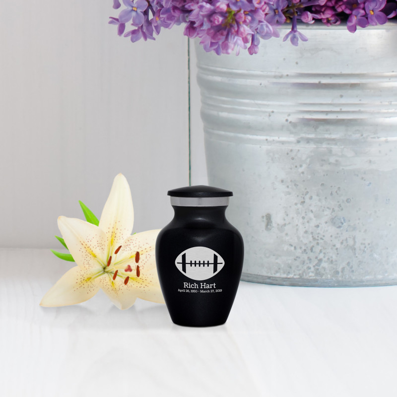 Football Keepsake Urn - Jet Black