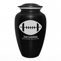 Football Cremation Urn - Jet Black