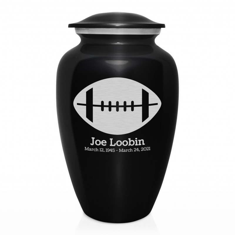 Football Cremation Urn - Jet Black