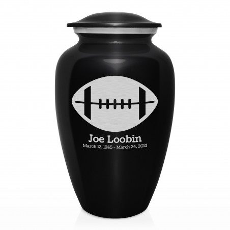 Football Cremation Urn - Jet Black