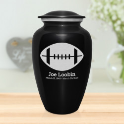 Football Cremation Urn - Jet Black