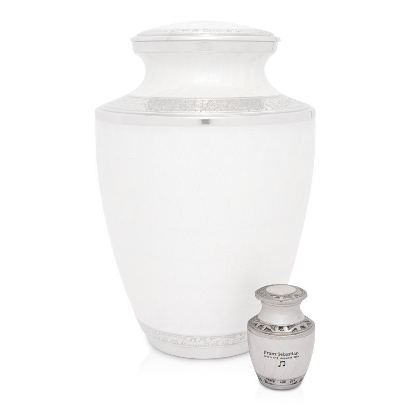 Shown next to matching Individual Cremation Urn for scale.