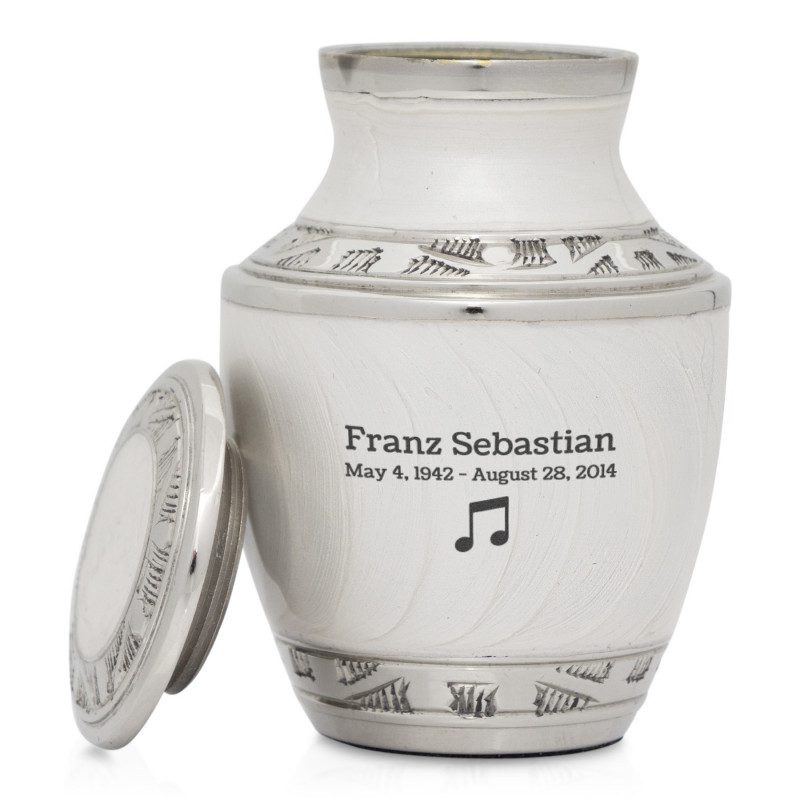 Music Note Keepsake Urn - Radiant White