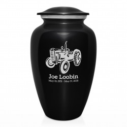 Classic Tractor Cremation Urn - Jet Black