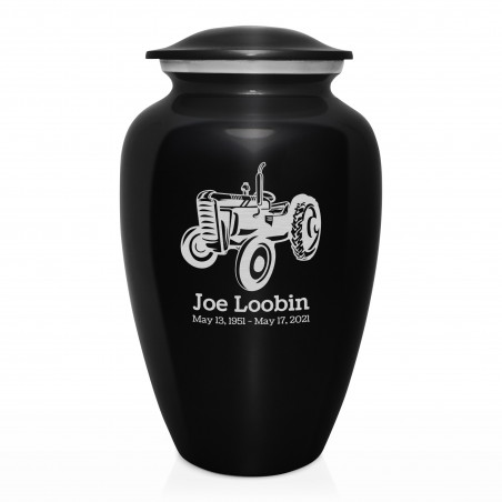 Classic Tractor Cremation Urn - Jet Black