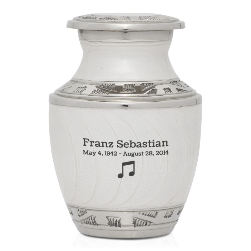 Music Note Keepsake Urn - Radiant White