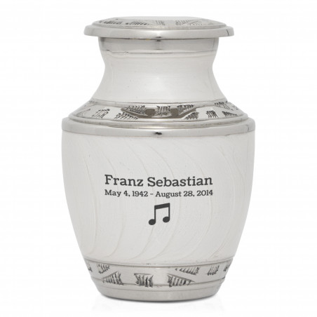 Music Note Keepsake Urn - Radiant White
