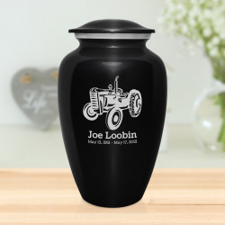 Classic Tractor Cremation Urn - Jet Black
