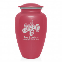 Classic Tractor Cremation Urn - Rose Pink