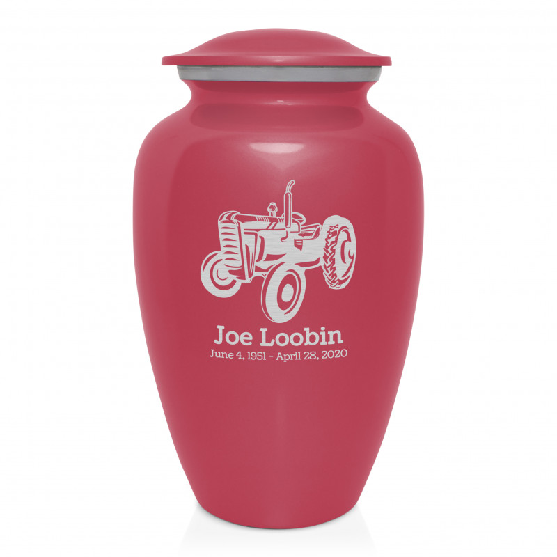 Classic Tractor Cremation Urn - Rose Pink