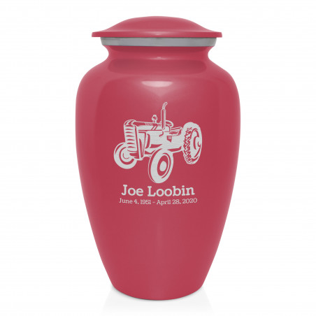 Classic Tractor Cremation Urn - Rose Pink