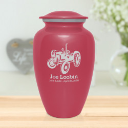 Classic Tractor Cremation Urn - Rose Pink