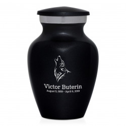 Wolf Keepsake Urn - Jet Black