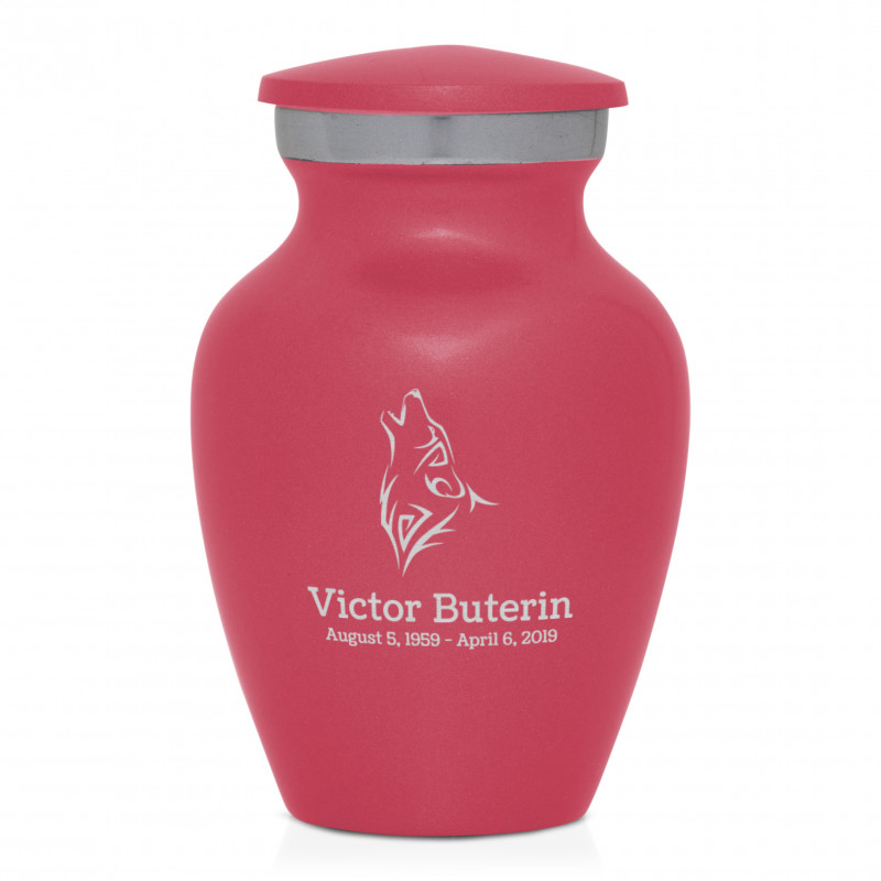 Wolf Keepsake Urn - Rose Pink