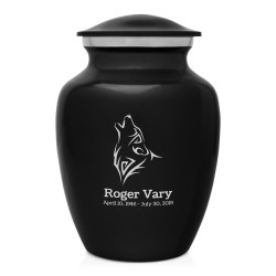 Wolf Sharing Urn - Jet Black