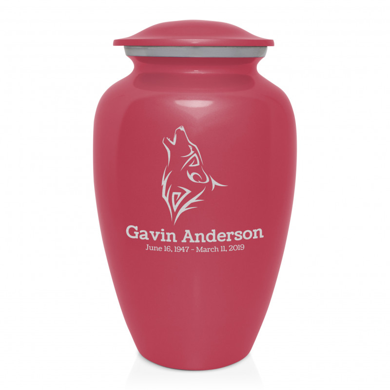 Wolf Cremation Urn - Rose Pink