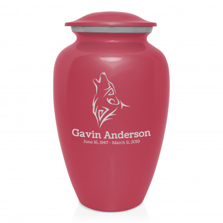 Wolf Cremation Urn - Rose Pink