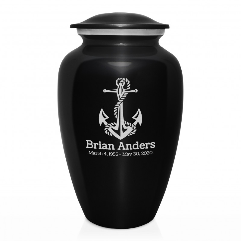Anchor Cremation Urn - Jet Black