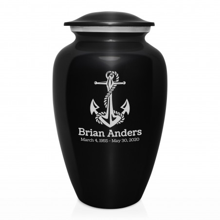 Anchor Cremation Urn - Jet Black