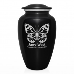 Butterfly Cremation Urn - Jet Black