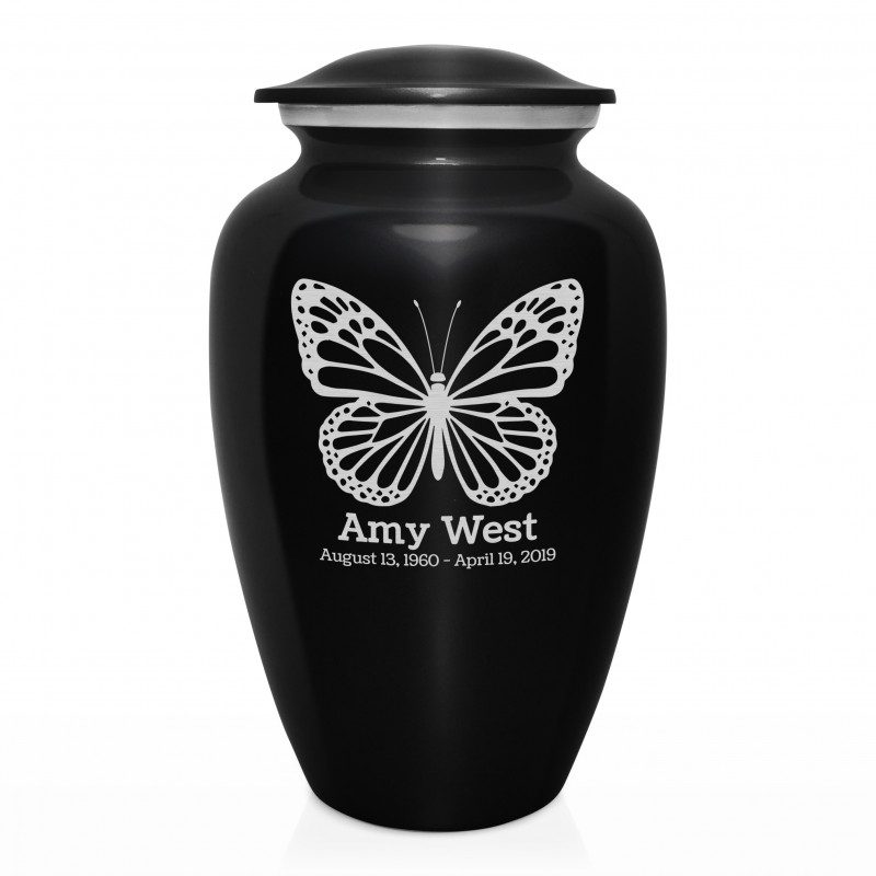 Butterfly Cremation Urn - Jet Black