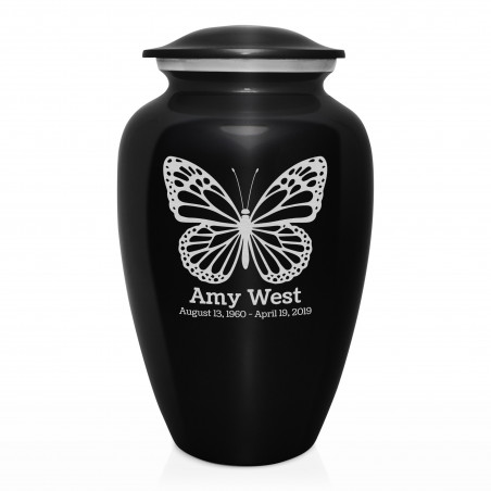 Butterfly Cremation Urn - Jet Black