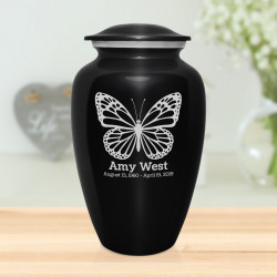 Butterfly Cremation Urn - Jet Black