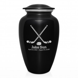 Hockey Sticks Cremation Urn - Jet Black