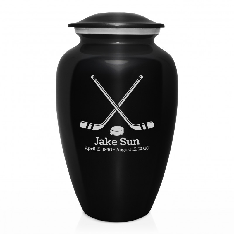 Hockey Sticks Cremation Urn - Jet Black