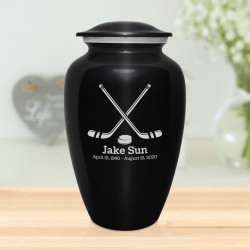 Hockey Sticks Cremation Urn - Jet Black