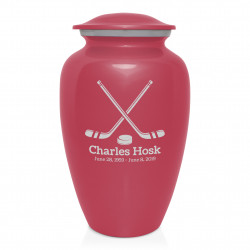 Hockey Sticks Cremation Urn - Rose Pink