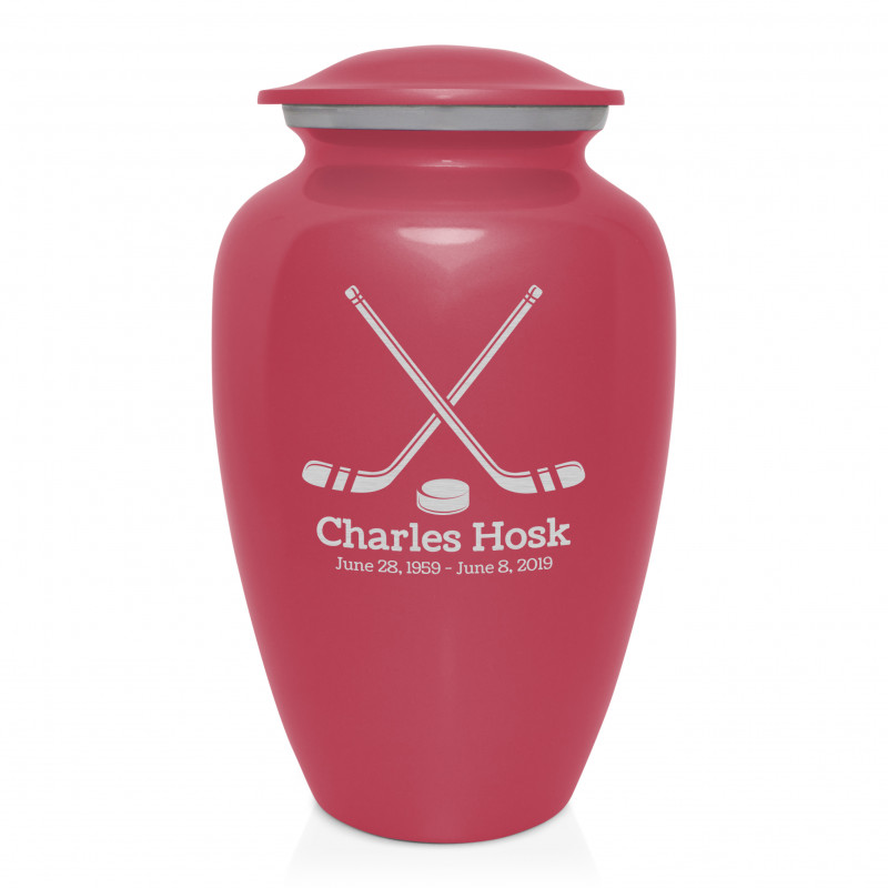 Hockey Sticks Cremation Urn - Rose Pink