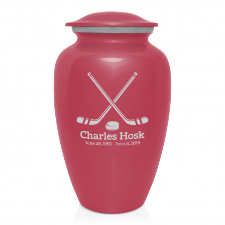 Hockey Sticks Cremation Urn - Rose Pink