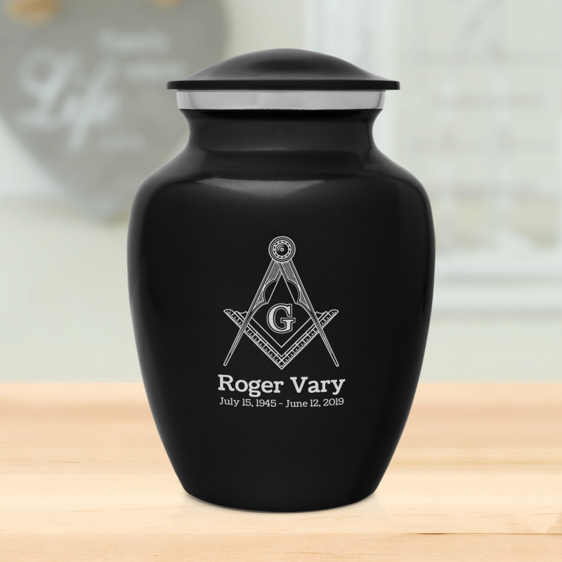 Masonic Sharing Urn - Jet Black