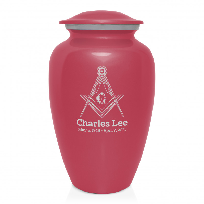 Masonic Cremation Urn - Rose Pink