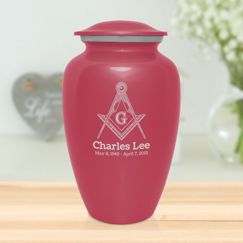 Masonic Cremation Urn - Rose Pink