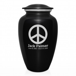 Peace Cremation Urn - Jet Black