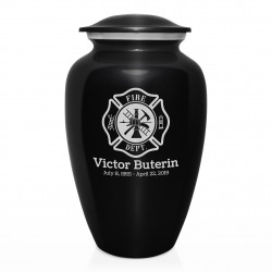 Firefighter Cremation Urn - Jet Black